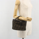 FENDI Zucca Canvas Vanity Bag Brown Black Auth 192527-21