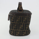 FENDI Zucca Canvas Vanity Bag Brown Black Auth 192527-4