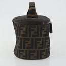 FENDI Zucca Canvas Vanity Bag Brown Black Auth 192527-5