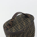 FENDI Zucca Canvas Vanity Bag Brown Black Auth 192527-6