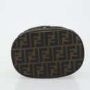 FENDI Zucca Canvas Vanity Bag Brown Black Auth 192527-9