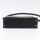 Salvatore Ferragamo Gancini Hand Bag Leather 2way Black Gold Auth 192528A-5