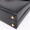 Salvatore Ferragamo Gancini Hand Bag Leather 2way Black Gold Auth 192528A-16