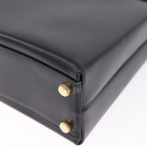 Salvatore Ferragamo Gancini Hand Bag Leather 2way Black Gold Auth 192528A