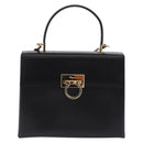 Salvatore Ferragamo Gancini Hand Bag Leather 2way Black Gold Auth 192528A-13