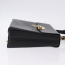 Salvatore Ferragamo Gancini Hand Bag Leather 2way Black Gold Auth 192528A-3
