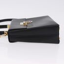 Salvatore Ferragamo Gancini Hand Bag Leather 2way Black Gold Auth 192528A-4