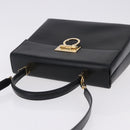 Salvatore Ferragamo Gancini Hand Bag Leather 2way Black Gold Auth 192528A-6