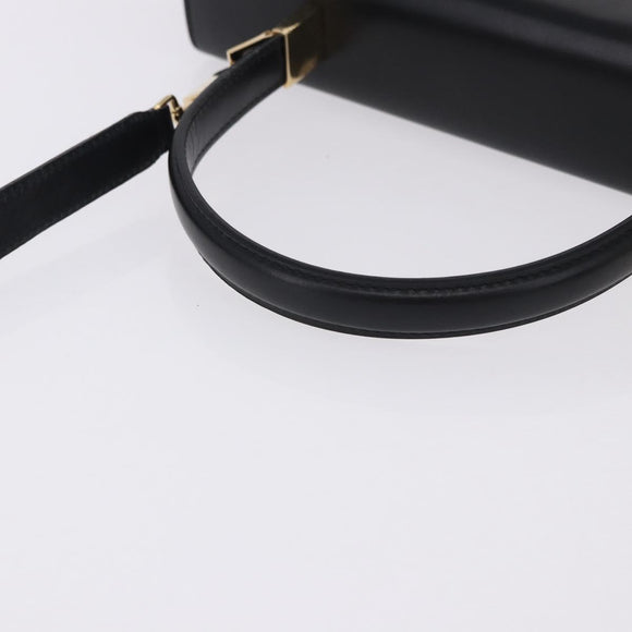 Salvatore Ferragamo Gancini Hand Bag Leather 2way Black Gold Auth 192528A