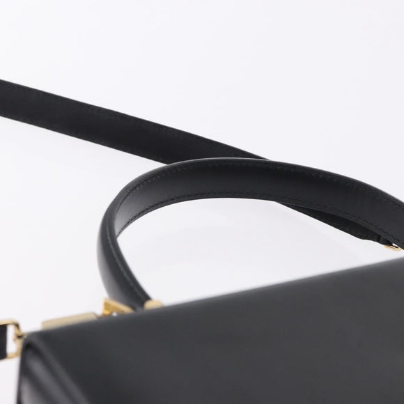 Salvatore Ferragamo Gancini Hand Bag Leather 2way Black Gold Auth 192528A