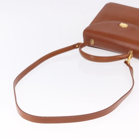 BALLY Hand Bag Leather Brown Gold Auth 192529
