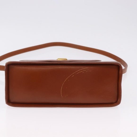 BALLY Hand Bag Leather Brown Gold Auth 192529
