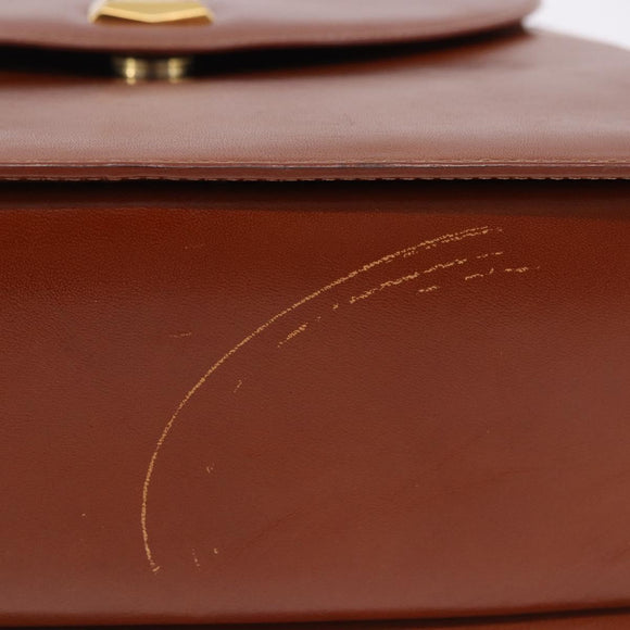 BALLY Hand Bag Leather Brown Gold Auth 192529