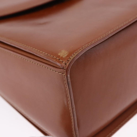 BALLY Hand Bag Leather Brown Gold Auth 192529