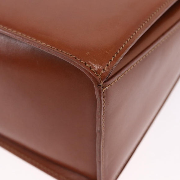 BALLY Hand Bag Leather Brown Gold Auth 192529