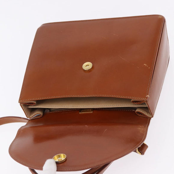BALLY Hand Bag Leather Brown Gold Auth 192529