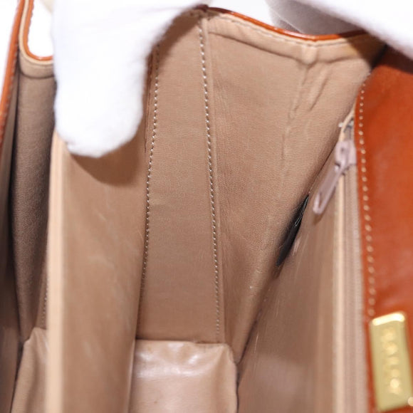 BALLY Hand Bag Leather Brown Gold Auth 192529