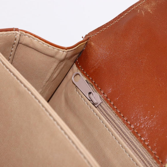 BALLY Hand Bag Leather Brown Gold Auth 192529