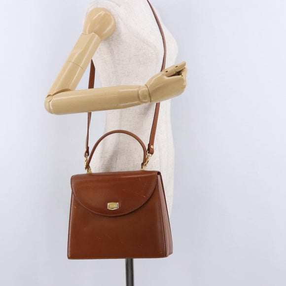 BALLY Hand Bag Leather Brown Gold Auth 192529