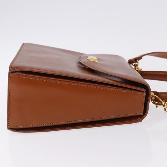 BALLY Hand Bag Leather Brown Gold Auth 192529