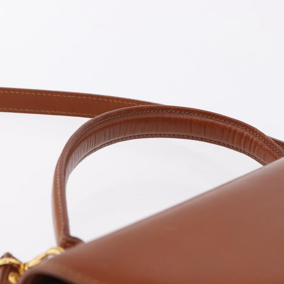 BALLY Hand Bag Leather Brown Gold Auth 192529
