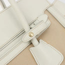 PRADA Hand Bag Canvas Beige Gold Auth 192530A-14