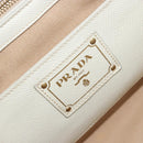 PRADA Hand Bag Canvas Beige Gold Auth 192530A-17