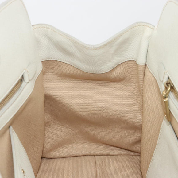 PRADA Hand Bag Canvas Beige Gold Auth 192530A