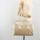 PRADA Hand Bag Canvas Beige Gold Auth 192530A-28