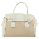 PRADA Hand Bag Canvas Beige Gold Auth 192530A-3