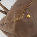 PRADA Hand Bag Leather Brown Gold Auth 192531-16