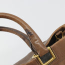 PRADA Hand Bag Leather Brown Gold Auth 192531-9