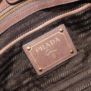 PRADA Hand Bag Leather Brown Gold Auth 192531-20