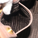 PRADA Hand Bag Leather Brown Gold Auth 192531-26
