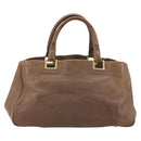 PRADA Hand Bag Leather Brown Gold Auth 192531-2