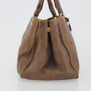 PRADA Hand Bag Leather Brown Gold Auth 192531-4