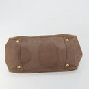 PRADA Hand Bag Leather Brown Gold Auth 192531-5