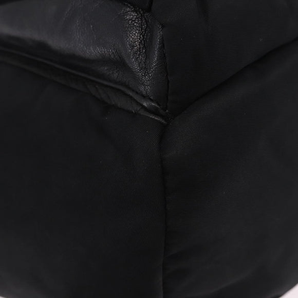 PRADA Purse Shoulder Bag Nylon Leather Black Silver Auth 192532