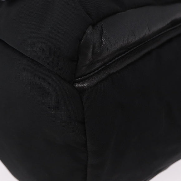 PRADA Purse Shoulder Bag Nylon Leather Black Silver Auth 192532