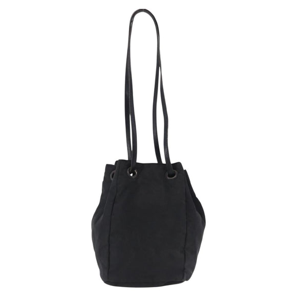 PRADA Purse Shoulder Bag Nylon Leather Black Silver Auth 192532