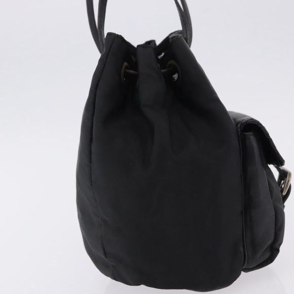 PRADA Purse Shoulder Bag Nylon Leather Black Silver Auth 192532