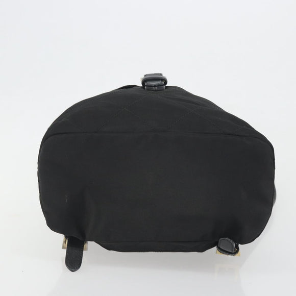 PRADA Quilted Backpack Nylon Black Gold Auth 192534