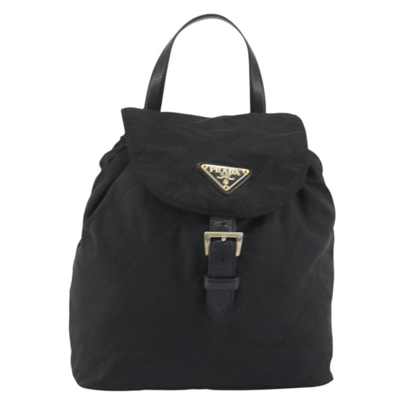 PRADA Quilted Backpack Nylon Black Gold Auth 192534
