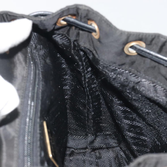 PRADA Quilted Backpack Nylon Black Gold Auth 192534