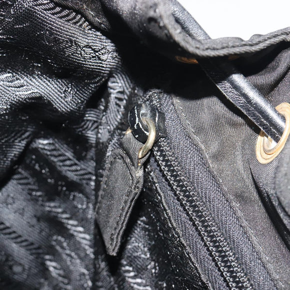 PRADA Quilted Backpack Nylon Black Gold Auth 192534