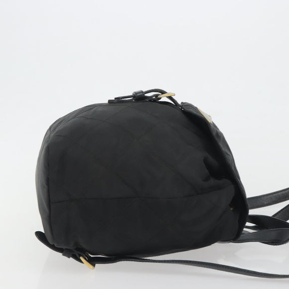 PRADA Quilted Backpack Nylon Black Gold Auth 192534