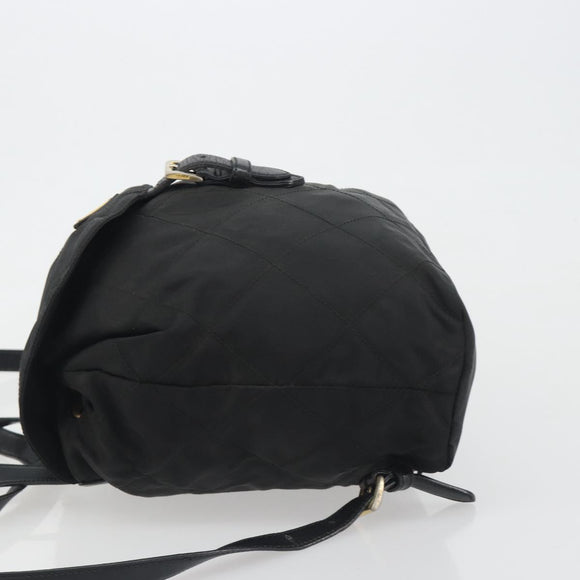 PRADA Quilted Backpack Nylon Black Gold Auth 192534