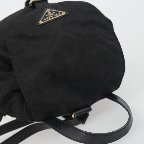 PRADA Quilted Backpack Nylon Black Gold Auth 192534