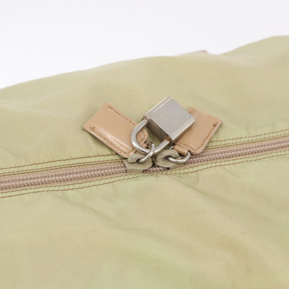 PRADA Boston Bag Nylon Khaki Silver Auth 192536
