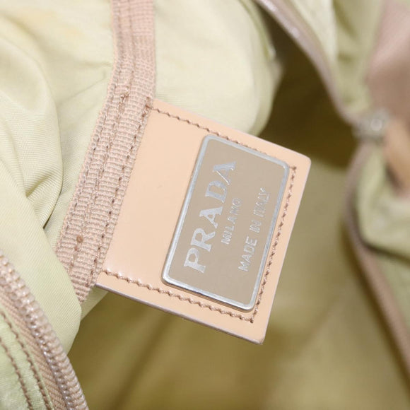 PRADA Boston Bag Nylon Khaki Silver Auth 192536